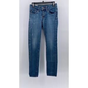 ABERCROMBIE & FITCH Men's Dark Blue Denim Distressed Slim-Leg Jeans SZ 28X30